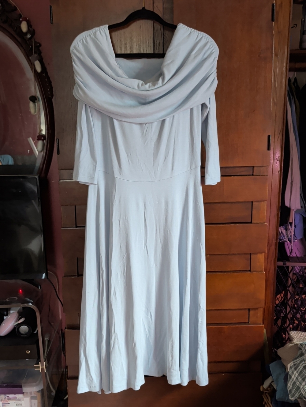 OGL Move Light Blue Off-Shoulder Midi Dress NWT